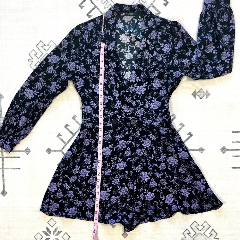 ZARA Floral Blazer Style Long Sleeve Romper Small